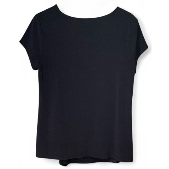 INC International Concepts Black Knot-Front Top Short Sleeve Size Large - Picture 2 of 7